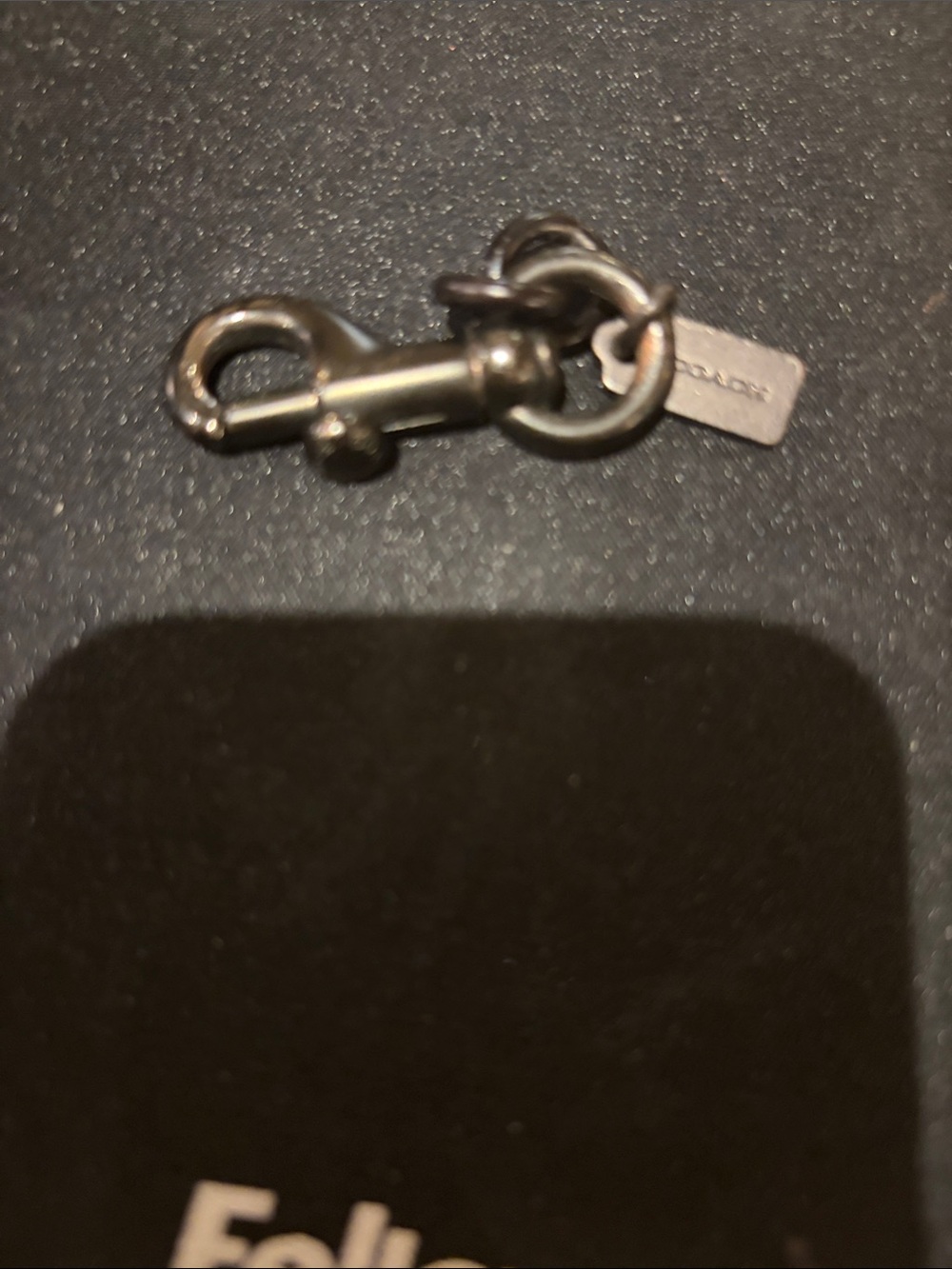 Coach Silver Metal Key Hook with Logo Tag